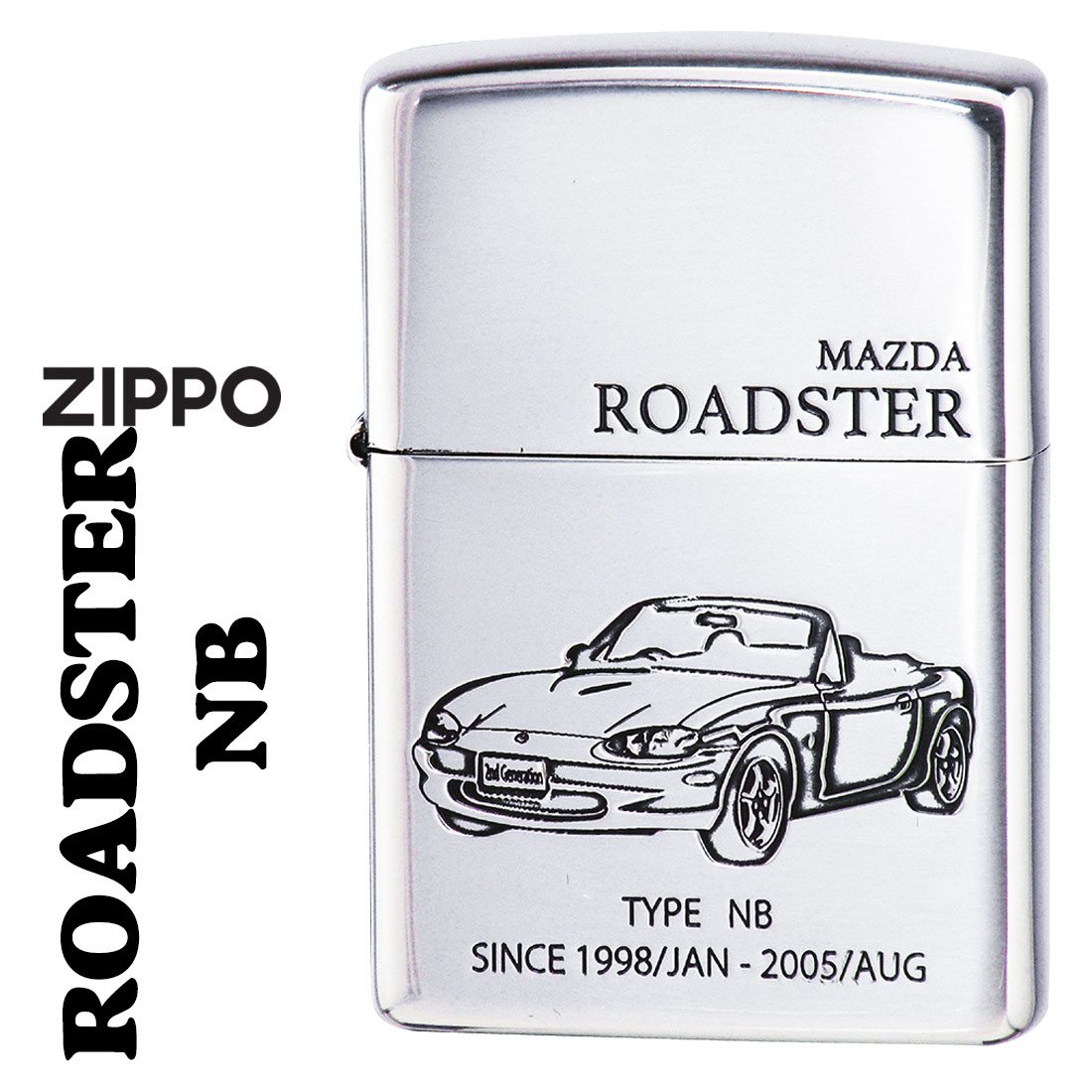 ZIPPO/MAZDAシリーズマツダROADSTERNBロードスター銀イブシエッチングMAZDA公認ROADSTER-NB画像