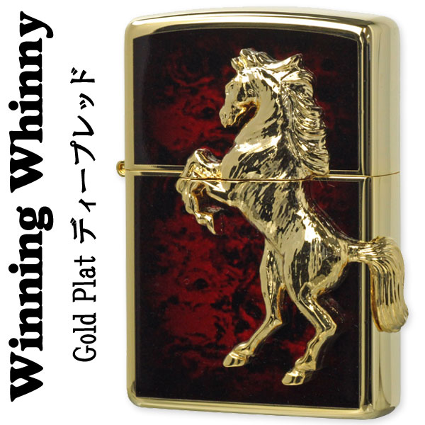 ZIPPO（ジッポー）ライター 馬ウィンニングウィニーゴールドプレート ディープレッド画像