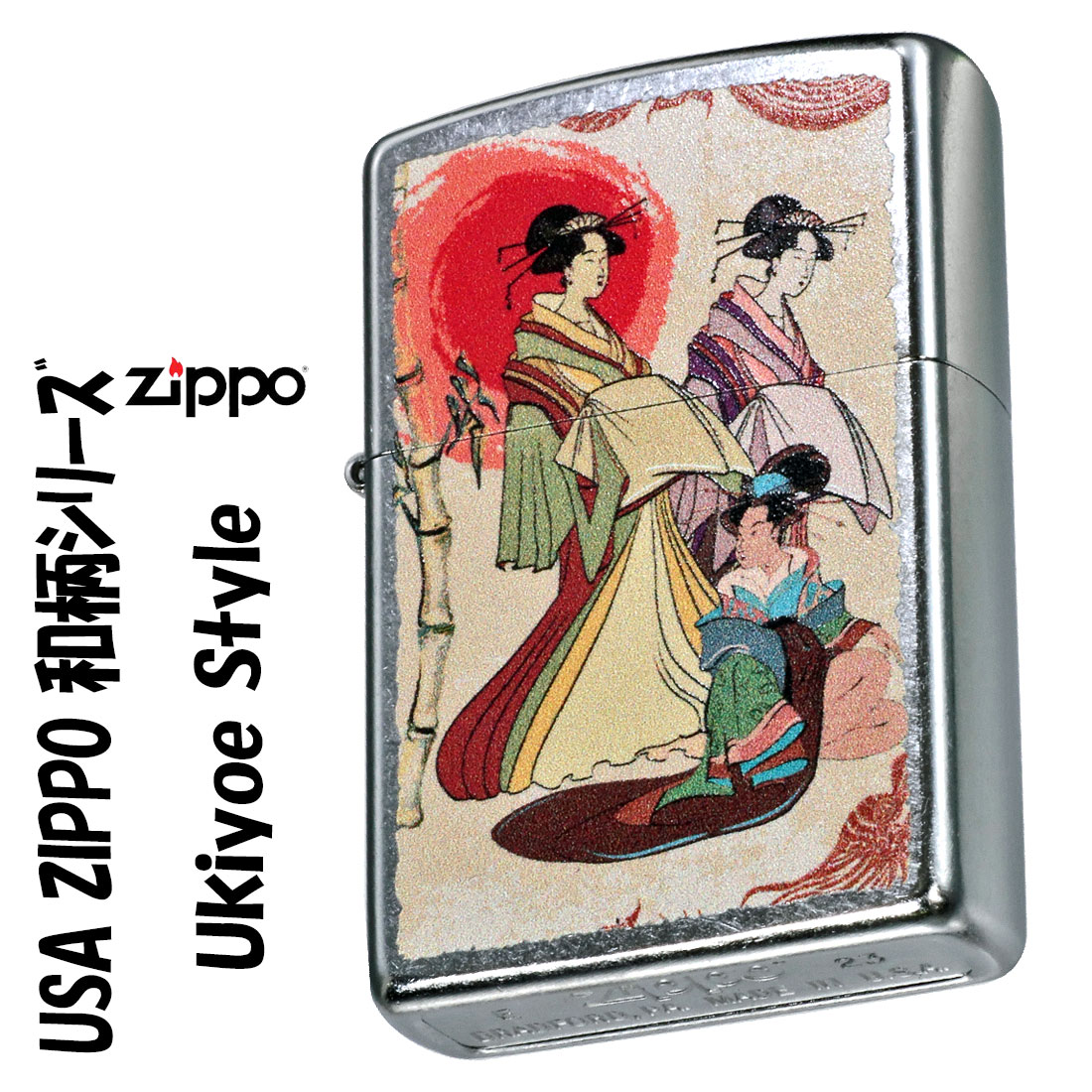 zippo(ジッポーライター)USA ZIPPO　和柄シリーズ　浮世絵　　Ukiyoe Style　ストリートクローム　プリント加工　Z207-107671画像