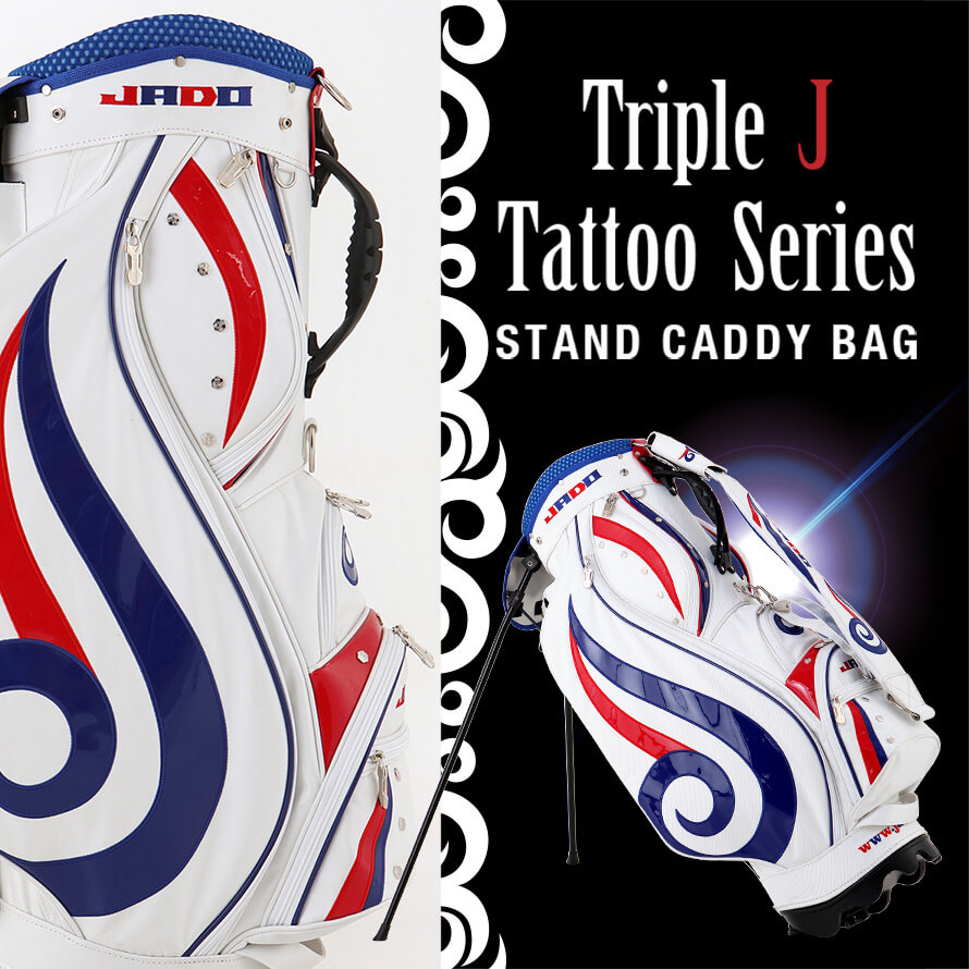 限定80本生産 JADO Triple J Tattooシリーズ【JGSTCB-8222】軽量スタンドキャディーバッグ ホワイトネイビーレッド