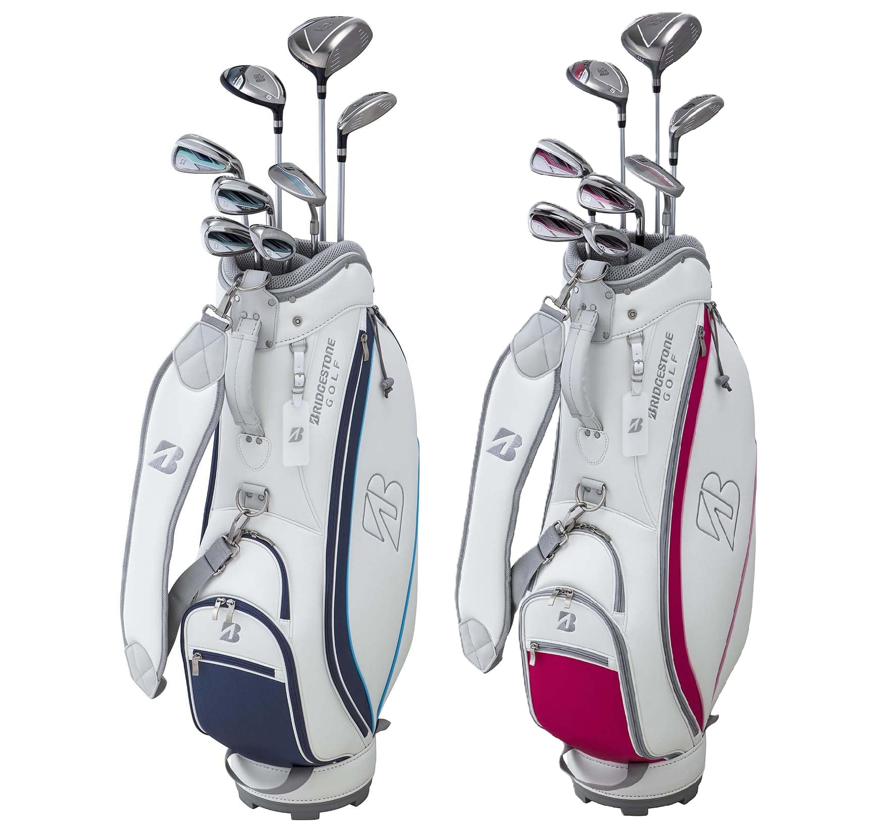 【送料無料】[BRIDGESTONE GOLF/ブリヂストンゴルフ] BG-100L キャディバッグ付 8本セット レディース レディスモデル ネイビー ピンク クラブセット