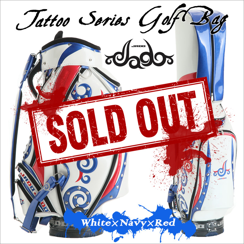 Tatooシリーズ ゴルフキャディバッグ ホワイト×ネイビー×レッド