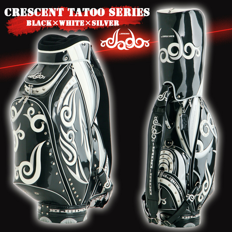 Crescent Tattooシリーズ ゴルフキャディバッグ ブラック×ホワイト×シルバー