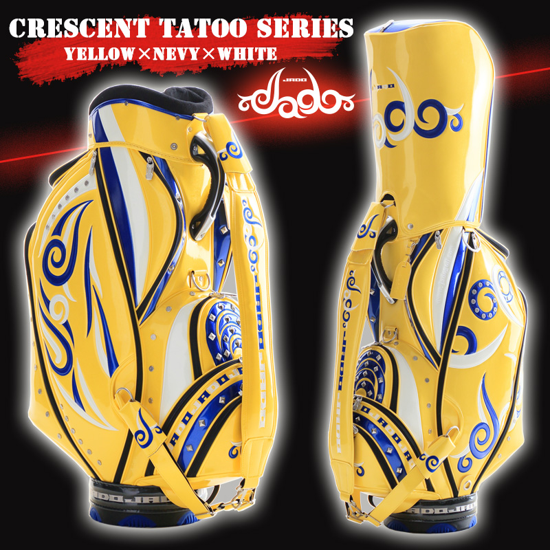 Crescent Tattooシリーズ ゴルフキャディバッグ イエロー×ネイビー×ホワイト