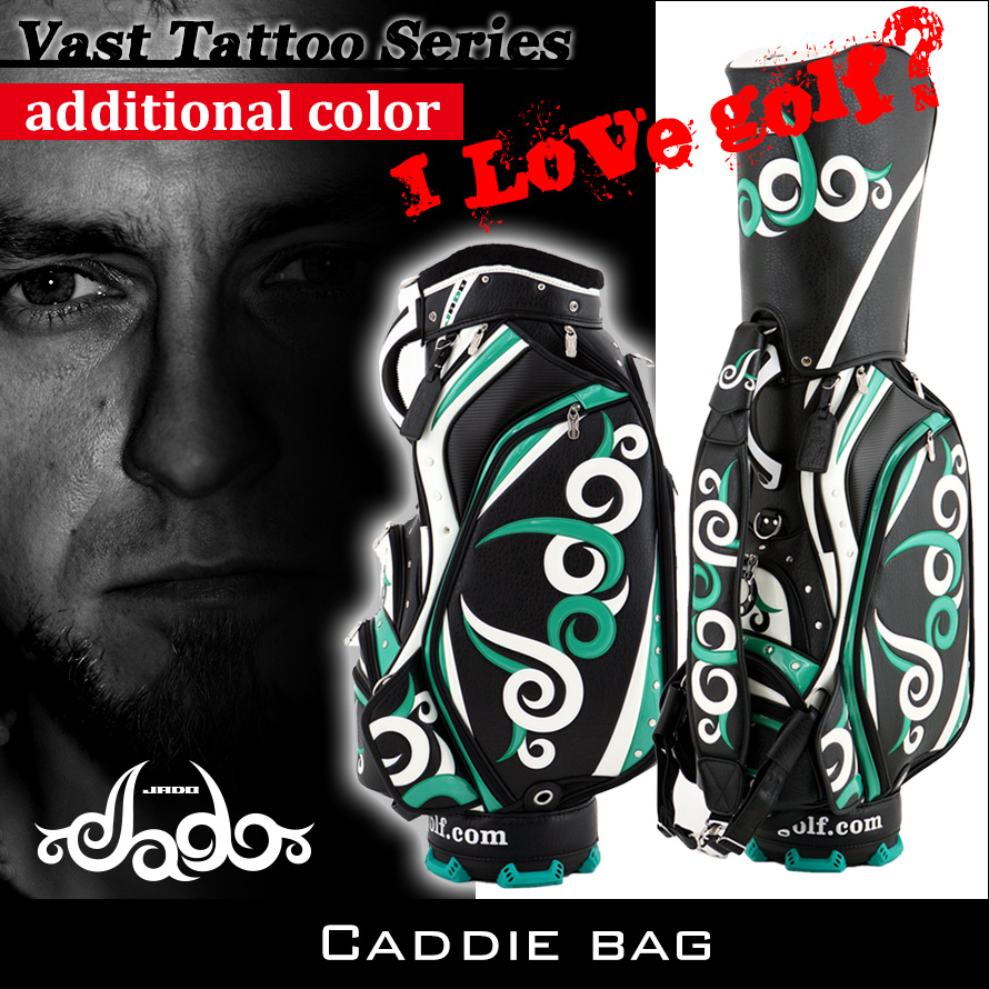 JADO Vast Tattoo シリーズ【JGCB7871-02】 追加カラー ゴルフキャディバッグ ブラック×グリーン×ホワイト