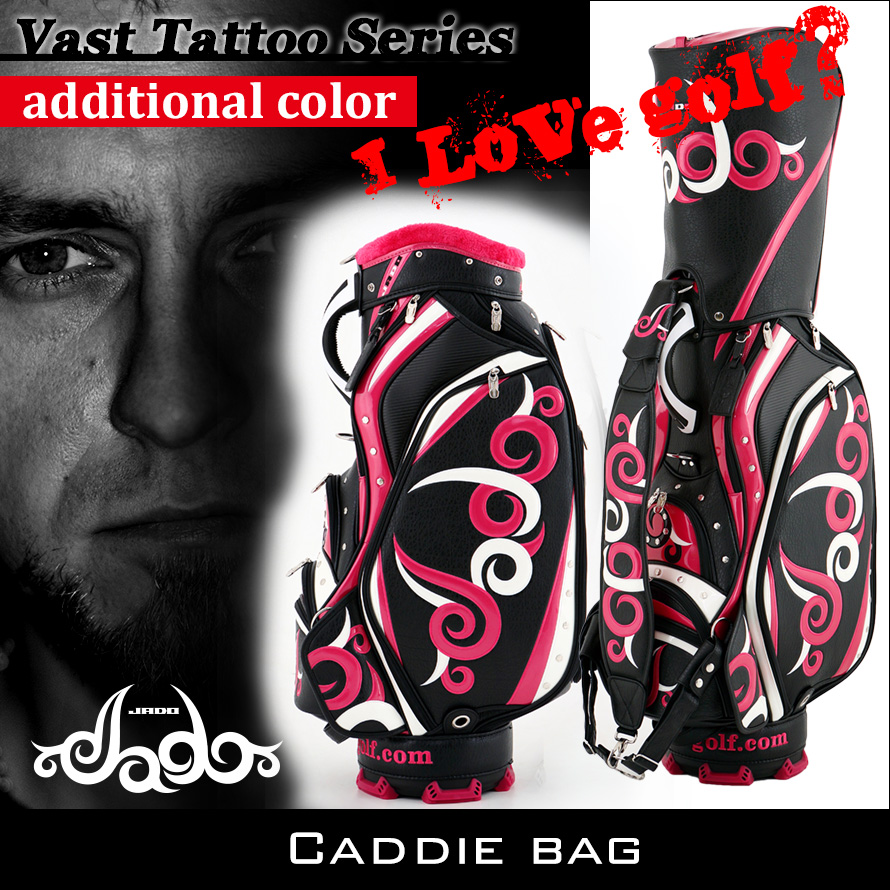 JADO Vast Tattoo シリーズ【JGCB7871-02】追加カラー ゴルフキャディバッグ ブラック×ピンク×ホワイト