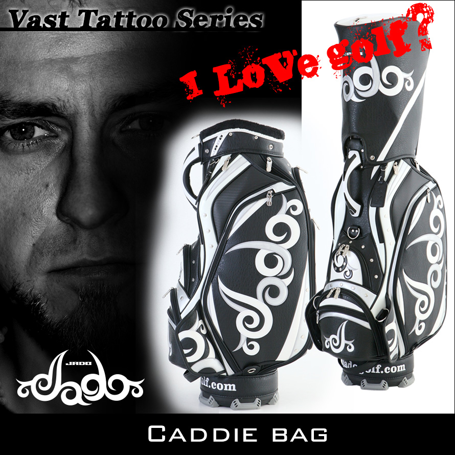 JADO Vast Tattoo シリーズ【JGCB7871】ゴルフキャディーバッグ ブラック×シルバー×ホワイト