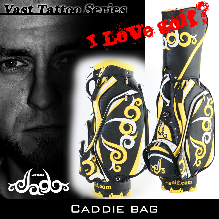 JADO Vast Tattoo シリーズ【JGCB7871】ゴルフキャディバッグ ブラック×イエロー×ホワイト