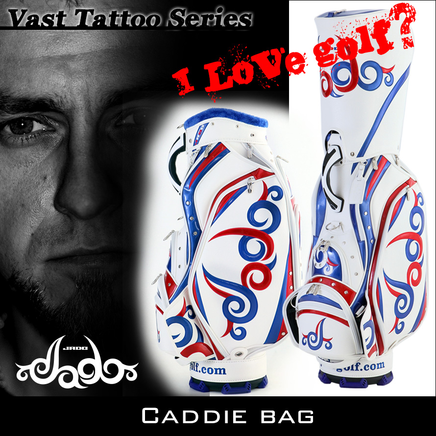 JADO Vast Tattoo シリーズ【JGCB7871】ゴルフキャディバッグ ホワイト×ネイビー×レッド