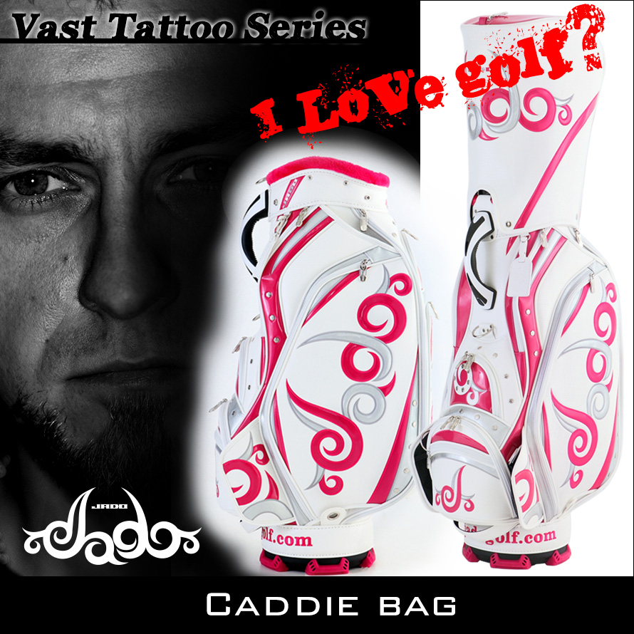 JADO Vast Tattoo シリーズ【JGCB7871】ゴルフキャディバッグ ホワイト×ピンク×シルバー