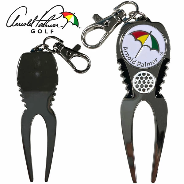 [Arnold Palmer/アーノルドパーマー] マーカー付き グリーンフォーク APGF-01 ゴルフ用品 ラウンド用品 小物 アクセサリー プレゼント ギフト 景品 賞品 コンペ クリーニング グリーンフォーク メンテナンス ボールマーク ディボット 修復 便利道具 マーカー ホワイト 白