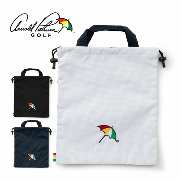 [Arnold Palmer/アーノルドパーマー] シューズケース APSC-15 ゴルフ おすすめ オススメ ゴルフ用品 ラウンド用品 ゴルフバック 鞄 カバン バック シューズバック 靴 くつ クツ 靴入れ シューズ入れ 巾着 袋 ホワイト ネイビー ブラック グリーン カーキ 白 黒 紺 緑