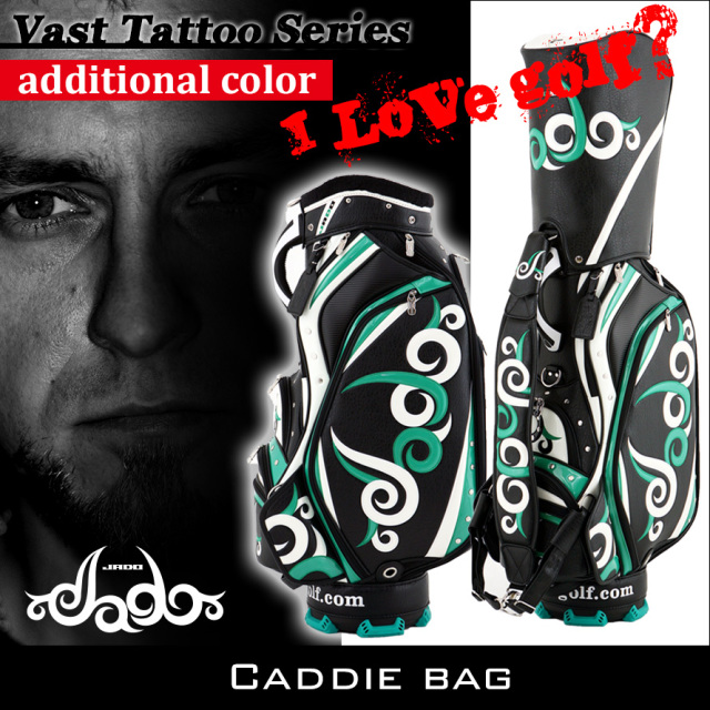 JADO Vast Tattoo シリーズ【JGCB7871-02】 追加カラー ゴルフキャディバッグ ブラック×グリーン×ホワイト