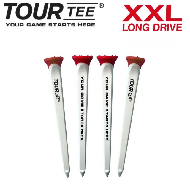 [TOUR TEE/ツアーティー] XXL 100mm 4本入 (XXL レッド) LONG DRIVE ロングドライブ CONFORMS TO THE RULES OF GOLF T-499 ホワイト ルール適合 ゴルフティー ボール ティー ゴルフ tt-xxl 使いやすい 初心者 プロ