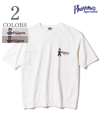 PHERROW'S フェローズ 半袖|両Vガゼット|カットソー『両V針抜きリブSST PHERROW'S』【アメカジ・カレッジ】25S-PVGT1
