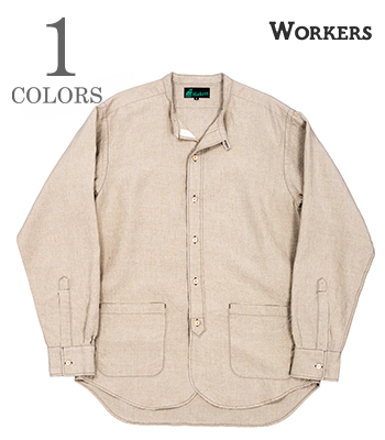 Band Collar Shirt, Ecru Linen