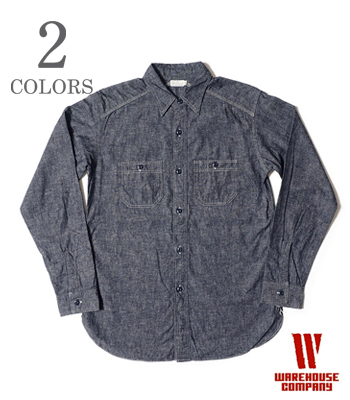 WAREHOUSE CHAMBRAY SHIRTS WITH CHINSTRAP