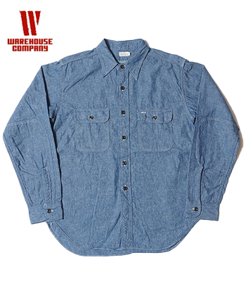 WAREHOUSE CHAMBRAY SHIRTS WITH ELBOW PATCH