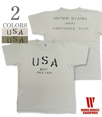 WAREHOUSE 2nd hand x ORGAN ウエアハウス 別注|ONE WASH|プリントTEE『USA Stencil SST』【アメカジ・ミリタリー】4064-USA