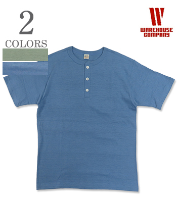 WAREHOUSE ウエアハウス 25SS限定色|半袖|無地|粗挽きスラブ糸|シャドーボーダー|HENLEY NECK TEE『ヘンリーTEE』【アメカジ・カレッジ】4601-H-25