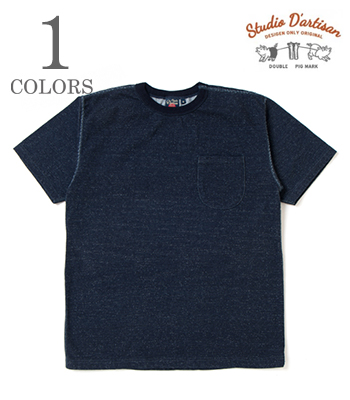 吊り編みインディゴTシャツ