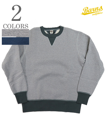 BARNS 2-TONE 両Vガゼット CREW NECK SWEAT