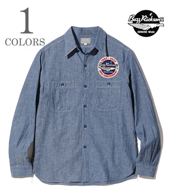 BUZZ RICKSON'S BLUE CHAMBRAY WORK SHIRTS 30th ANNIVERSARY MODEL WITH EMBROIDERED