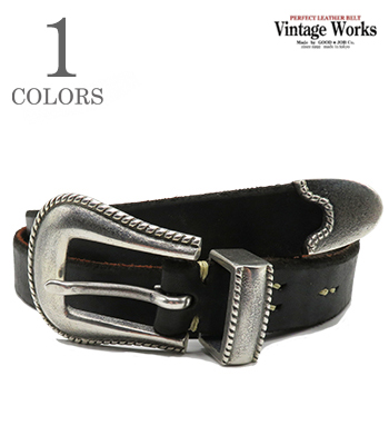 Vintage Works ヴィンテージワークス CHASIN|厚銀メッキ真鍮バックル|7ホール『ハンドメイドレザーベルト 茶芯』【アメカジ・ベルト】DH5738
