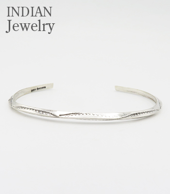 NAVAJO STAMPED SILVER BANGLE