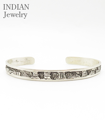 Navajo Stampede Silver Bangle