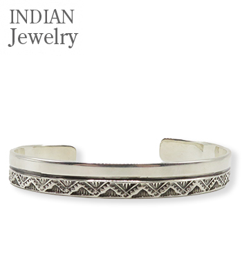 Navajo Stampede Silver Bangle Henry Mariano