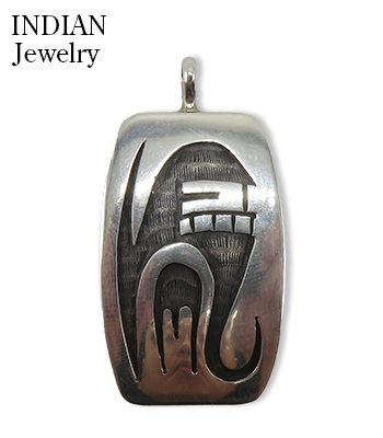 Hopi Overlay Silver Pendant Raymie Namingha