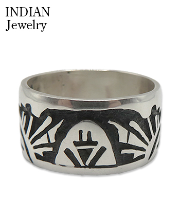Hopi Overlay Silver Ring Willis Humeyestewa