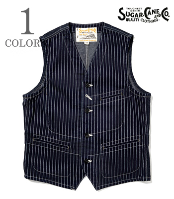 SUGAR CANE シュガーケーン ウォバッシュストライプ|ワークベスト『9oz WABASH STRIPE WORK VEST』【アメカジ・ワーク】SC12654