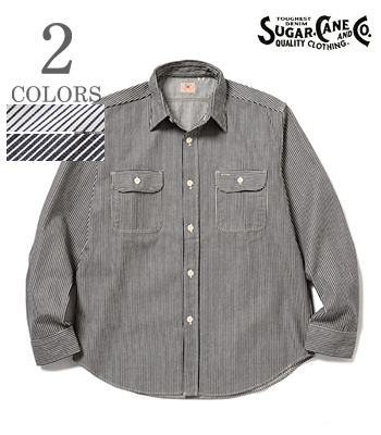 SUGAR CANE HICKORY STRIPE WORK SHIRT