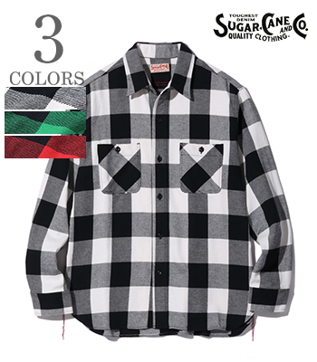 SUGAR CANE TWILL CHECK WORK SHIRT