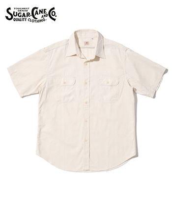 SUGAR CANE シュガーケーン 半袖|シャンブレー|ワークシャツ『WHITE CHAMBRAY WORK SHIRT』【アメカジ・ワーク】SC37942