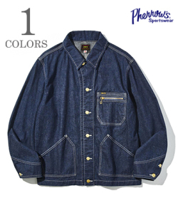 PHERROW'S フェローズ 11.5oz国産セルヴィッチデニム|カバーオール『191-J Type DENIM WORK JACKET』【アメカジ・ワーク】191WJ