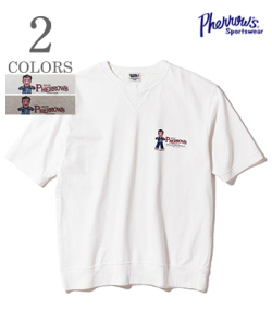 PHERROW'S フェローズ 半袖|両Vガゼット|カットソー『両V針抜きリブSST PHERROW'S』【アメカジ・カレッジ】25S-PVGT1