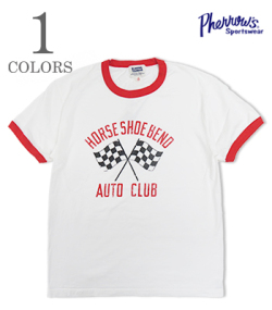 PHERROW'S フェローズ 半袖|リンガー|プリントTシャツ『HORSE SHOE BEND AUTO CLUB Ringer T-Shirt』【アメカジ・ワーク】26S-PRT2