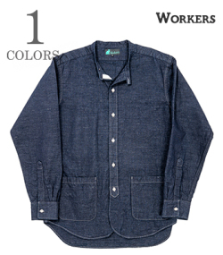 Band Collar Shirt, Indigo Cotton Linen