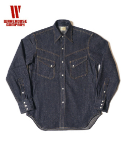 WAREHUSE LONG HORN TYPE DENIM WESTERN SHIRT