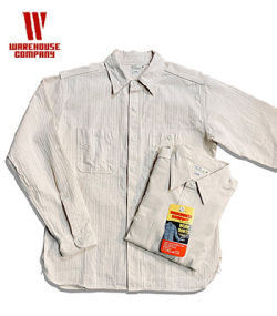 WAREHOUSE x ORGAN 別注 長袖|NON WASH|ヘリンボーン|ワークシャツ|ルーズフィット『HBT TRIPLE STITCH WORK SHIRT LOOSE-FIT』【アメカジ・ワーク】3035-HBT