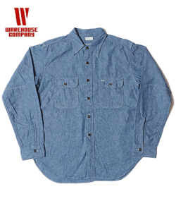 WAREHOUSE CHAMBRAY SHIRTS WITH ELBOW PATCH
