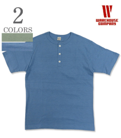 WAREHOUSE ウエアハウス 25SS限定色|半袖|無地|粗挽きスラブ糸|シャドーボーダー|HENLEY NECK TEE『ヘンリーTEE』【アメカジ・カレッジ】4601-H-25