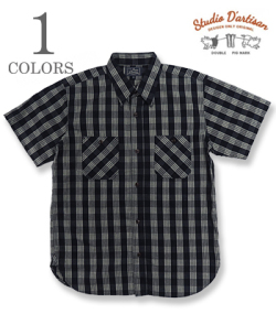STUDIO D'ARTISAN ステュディオダルチザン 半袖|インディゴ|ロープ染色|ワークシャツ『INDIGO CHECK SHIRT』【アメカジ・ワーク】5725