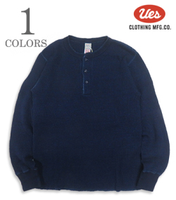 INDIGO BIG WAFFLE HENLEY T-SHIRT