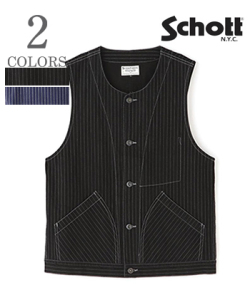 Schott ショット 硫化染|オールドヒッコリー|ワークベスト『OLD HICKORY DENIM VEST』【アメカジ・ワーク】782-5957001