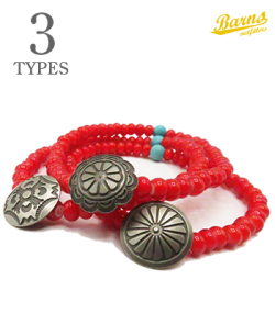 BW White Hearts Concho Bracelet Red