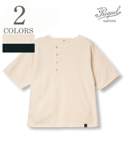 PREQUEL プリクエル 半袖|ヘンリーネック|スウェット『Henley Sweatshirt』【アメカジ・カレッジ】C1004